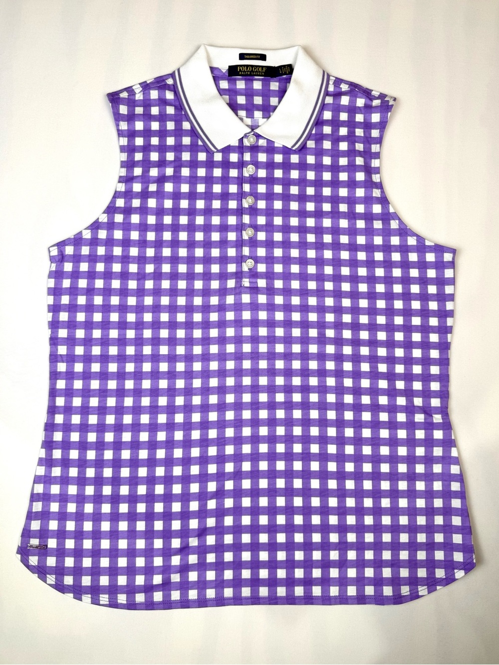 Polo Golf Ralph Lauren Purple Gingham Sleeveless Golf Polo Shirt Women's Large